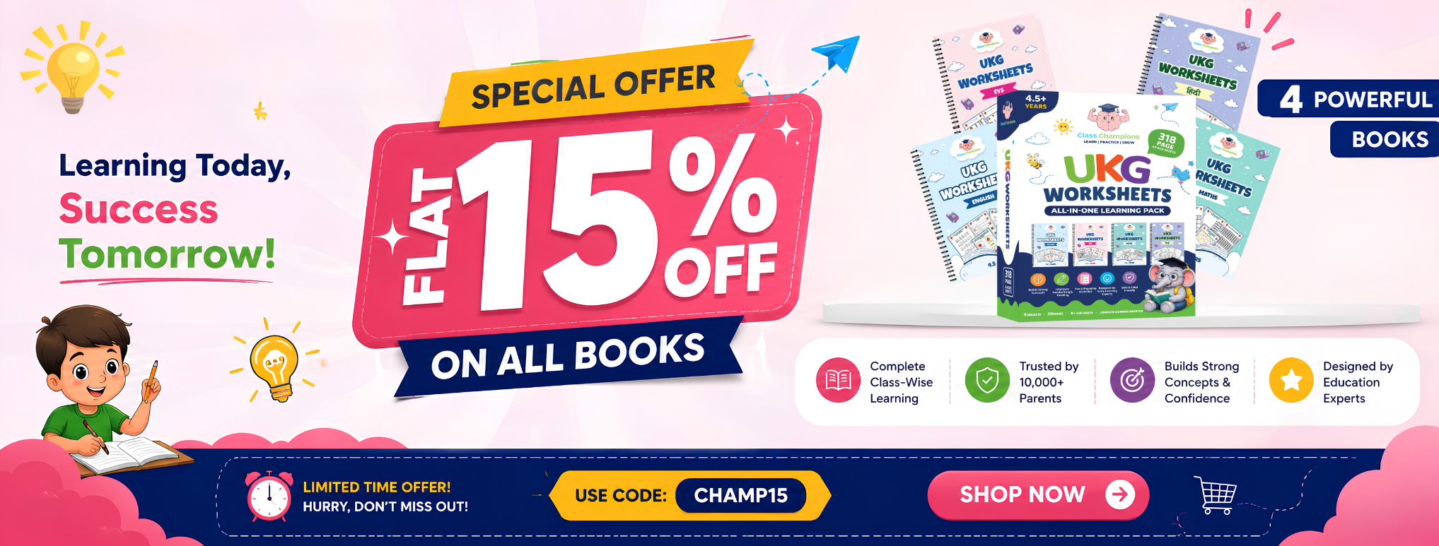 Special offer: flat 15 percent off Class Champions books with code CHAMP15
