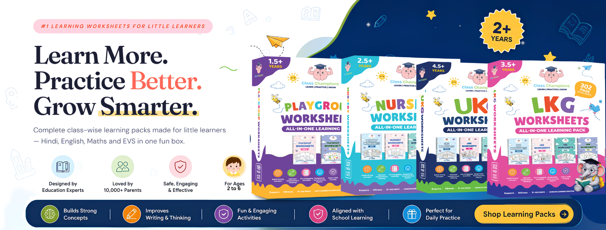Shop Class Champions learning packs for Playgroup, Nursery, LKG and UKG